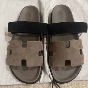 Hermès Brand New, Unworn Men's Chypre sandals - Coveted and Rare Suede